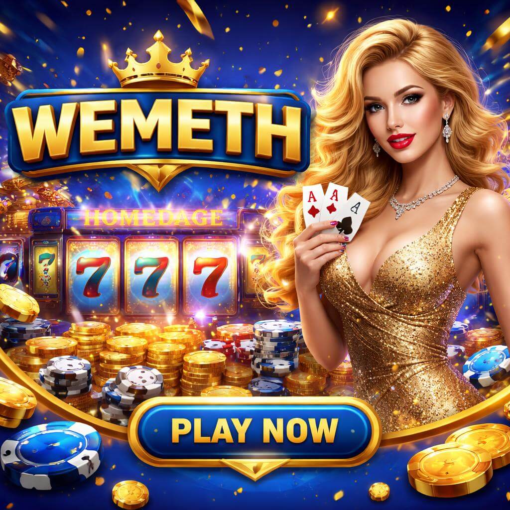 WEMETH gaming platform showcasing a vibrant casino lobby with slots tables and premium arcade style fun